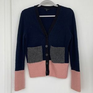 COS color block wool cardigan sweater